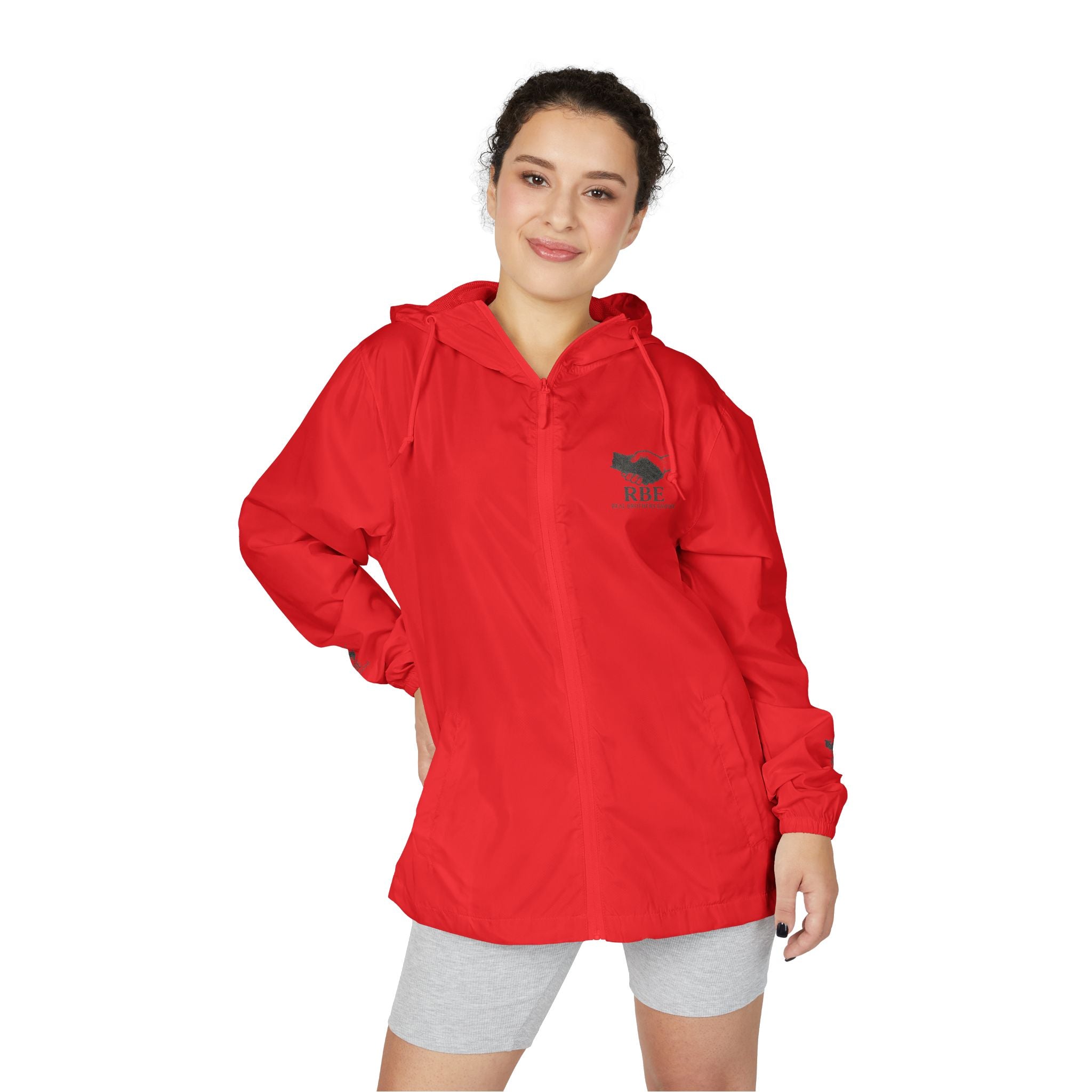 RBE Handshake Logo Windbreaker Jacket | Back Chest Sleeve Print