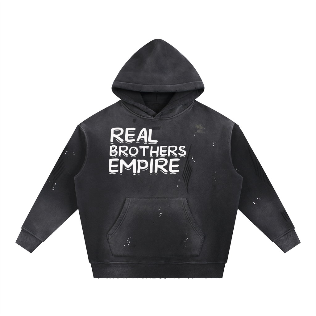 Vintage Washed Frayed Fleece Hoodie