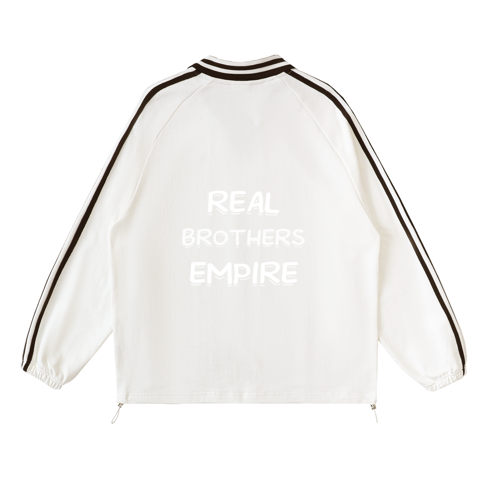 Contrast Striped Lapel Collar Sweatshirt