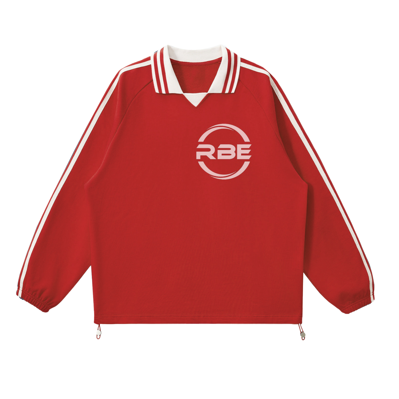 Contrast Striped Lapel Collar Sweatshirt