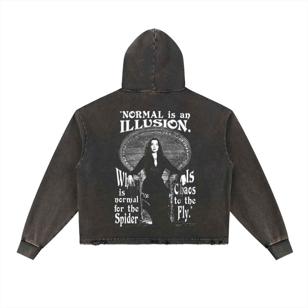 Vintage Washed Frayed-Hem Hoodie