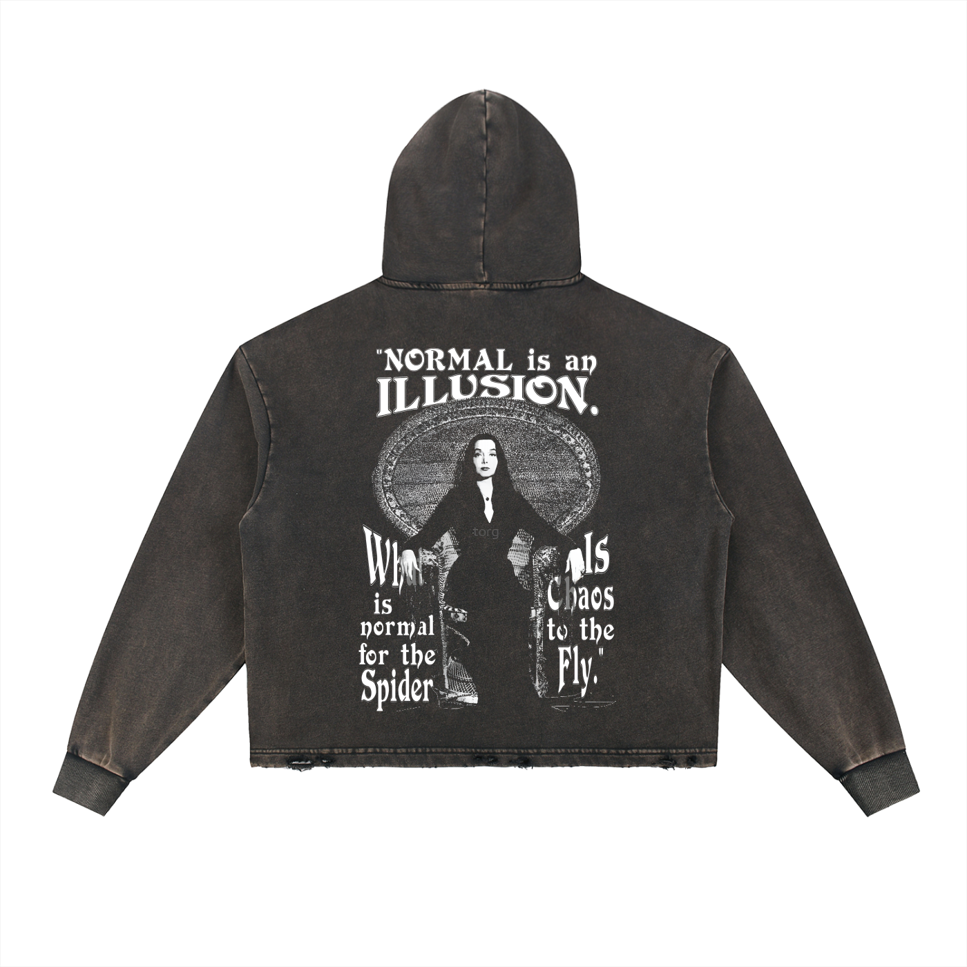 Vintage Washed Frayed-Hem Hoodie