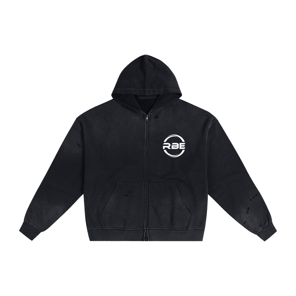 Hand-Frayed Sunfade Zip Hoodie