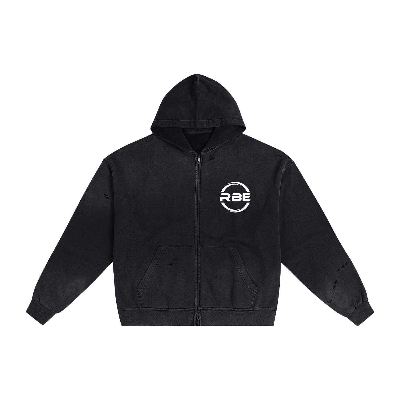 Hand-Frayed Sunfade Zip Hoodie