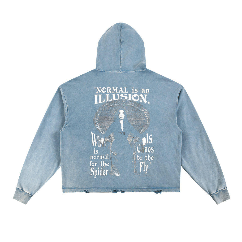 Vintage Washed Frayed-Hem Hoodie