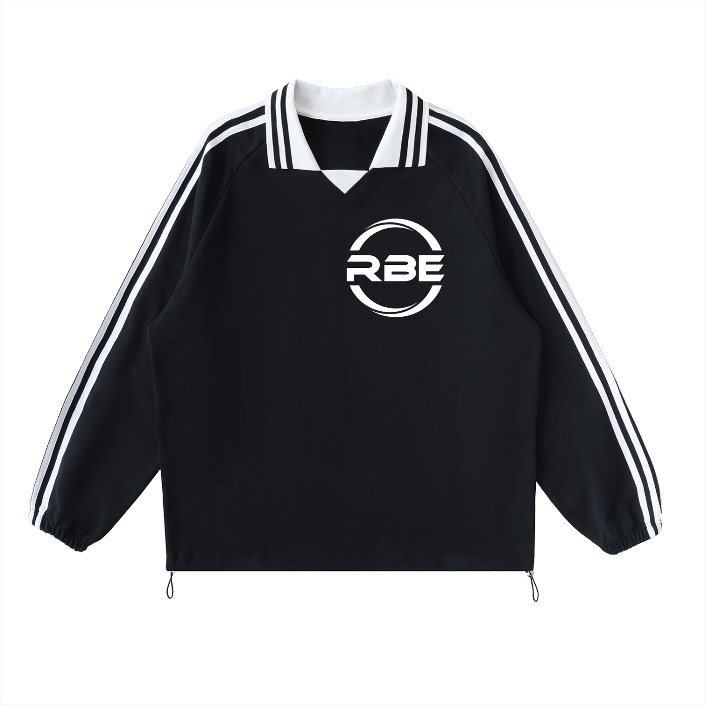 Contrast Striped Lapel Collar Sweatshirt